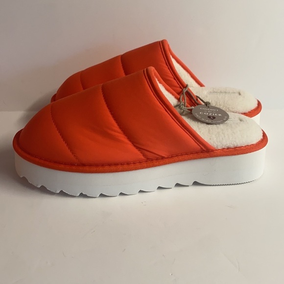 NWT Anthropologie Maeve-puff platform slippers in coral.Size 10 - Picture 2 of 6